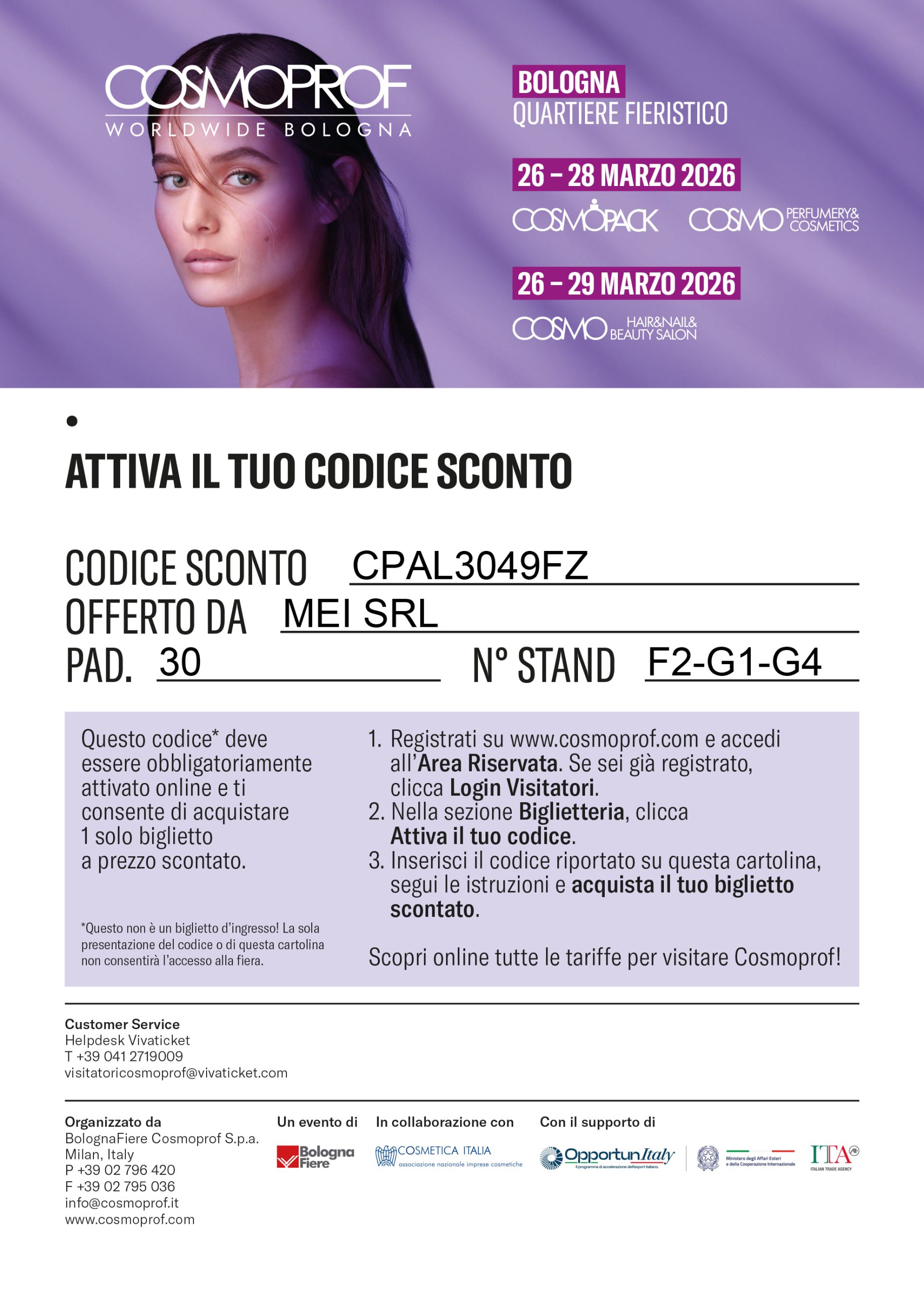 codice sconto cosmoprof 2026 - CPAL3049FZ